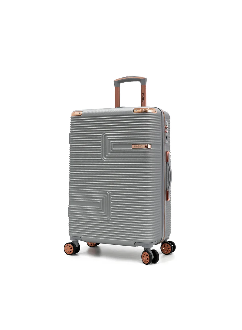 فانكل Hardshell Luggage Double Spinner Trolley Bag 5 Pieces Set,Silver (BC-12"&14",S-20",M-24",L-28")