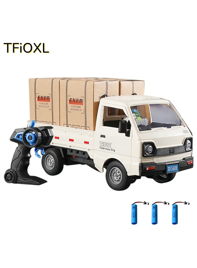 TFiOXL سيارة ريموت كنترول كي، شاحنة نقل بمقياس 1:16، سيارات نقل ريموت كنترول لجميع التضاريس بتردد 2.4 جيجاهرتز مزودة ببخاخ وإضاءة، 3 بطاريات، أفضل أفكار الهدايا للأطفال من سن 6 سنوات (أبيض) - Image 1
