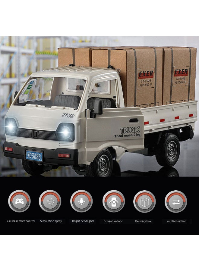 TFiOXL سيارة ريموت كنترول كي، شاحنة نقل بمقياس 1:16، سيارات نقل ريموت كنترول لجميع التضاريس بتردد 2.4 جيجاهرتز مزودة ببخاخ وإضاءة، 3 بطاريات، أفضل أفكار الهدايا للأطفال من سن 6 سنوات (أبيض) - Image 2