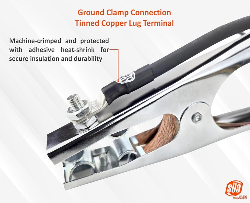 Sa - 150 Amp Welding Ground Clamp Lead Assembly - Dinse 10-25 Connector - #4 AWG 100% Copper Cable (15 FEET) - Image 3