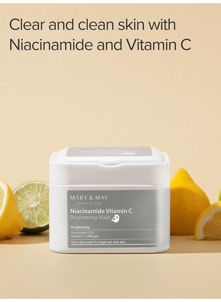 MARY & MAY Mary&May Niacinamide Vitamin C Brightening Mask 30 Sheets for Glow, Clarity & Dark Spot Reduction - Image 5