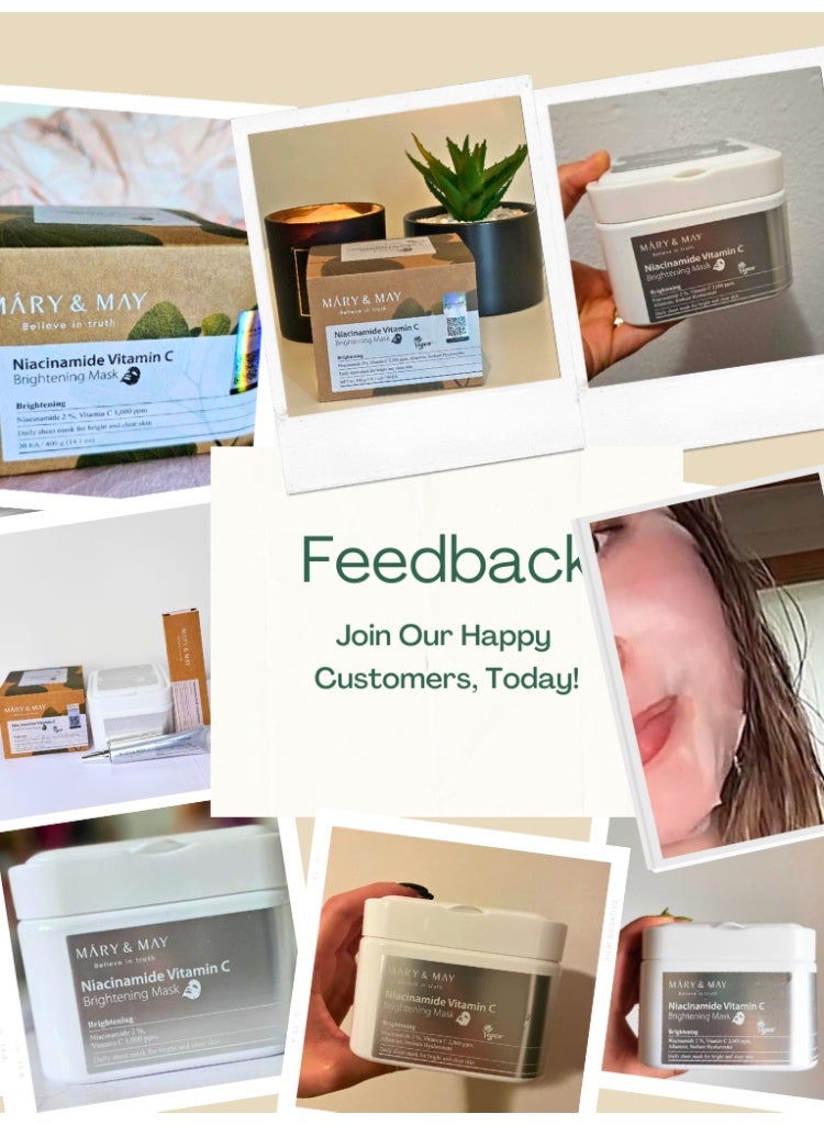 MARY & MAY Mary&May Niacinamide Vitamin C Brightening Mask 30 Sheets for Glow, Clarity & Dark Spot Reduction - Image 2