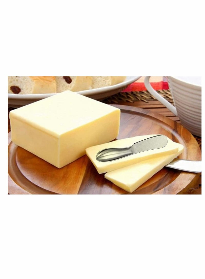 KASTWAVE Spreader Knife Set, 6 Pack Cheese Butter Spreader Knives, and Mini Serving Tongs, Stainless Steel Multipurpose Butter Knives, Suitable for Home or Cake Shop - Image 3