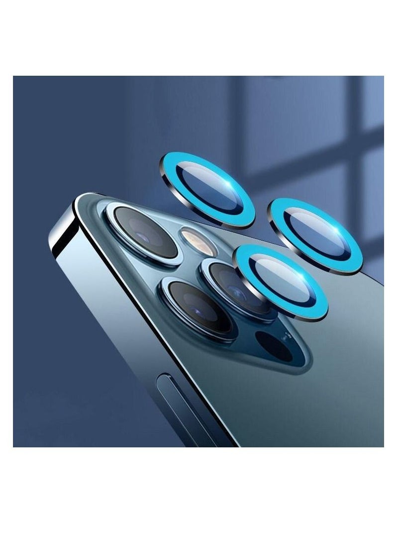 Night Glow Luminous fluorescent Camera Lens Ring Protector Compatible for iPhone 14 Pro Blue - Image 1