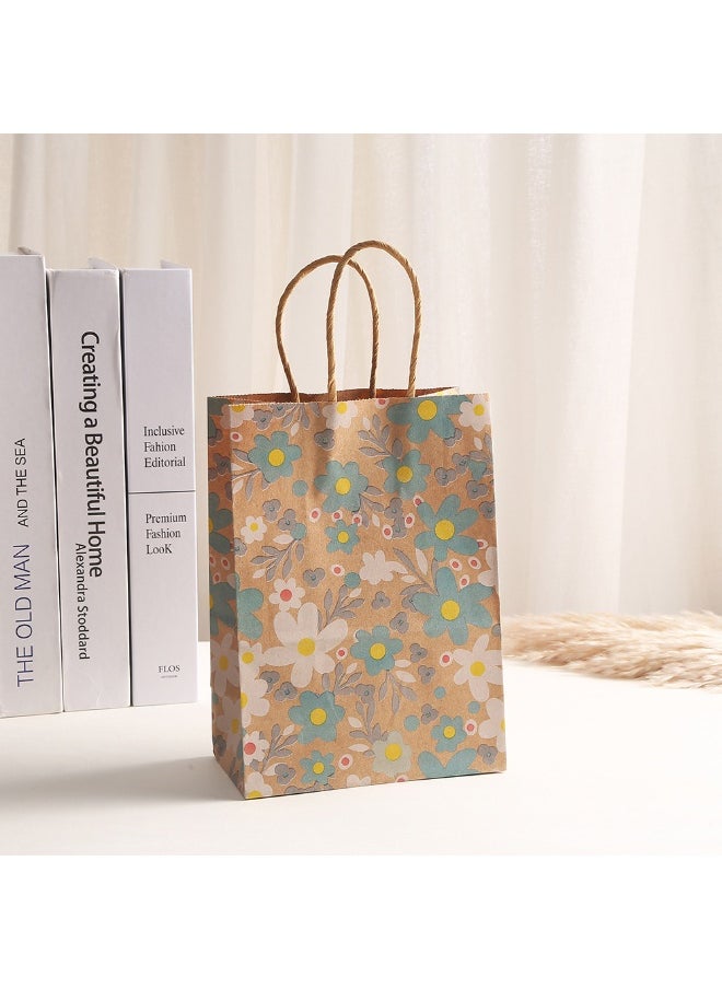 Generic 8pcs 21*15*8cm colorful flower kraft paper tote bags for shopping and parties. Durable kraft paper bags and party favor bags are perfect for decorations for birthdays, weddings and various events, and are reusable.  - Image 5