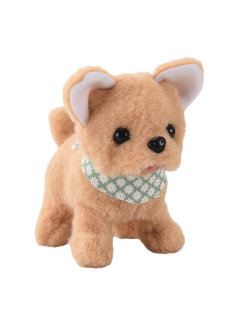 Scarf Vertical Ears Yellow Electronic Dog Plush Stuffed Interactive Animal Touch Control Electronic Pet Can Walk And Bark, Wag Its Tail, Toys Suitable For Children And Babies - Image 1