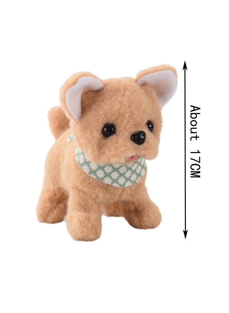 Scarf Vertical Ears Yellow Electronic Dog Plush Stuffed Interactive Animal Touch Control Electronic Pet Can Walk And Bark, Wag Its Tail, Toys Suitable For Children And Babies - Image 2