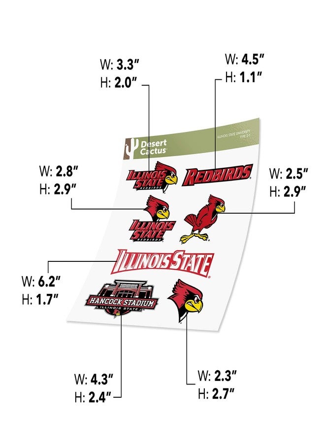 Desert Cactus Illinois State University Redbirds ISU Sticker Vinyl Decals Laptop Water Bottle Car Scrapbook Sheet T2 (Type 2) - Image 4