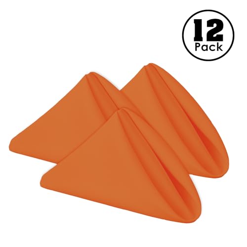 Gee Di Moda Cloth Napkins 17 x 17 Inch Orange Dinner Napkins Set of 12 Soft Absorbent Washable Fabric Cloth Table Napkins with Hemmed Edges for Hotel Restaurant Holiday Parties Wedding - Image 3