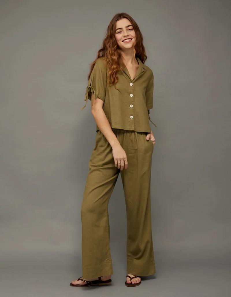 AE Linen-Blend Button-Up Shirt