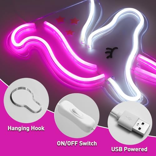 XIYUNTE Unicorn Neon Sign - USB Powered Unicorn Neon Lights for Girls Room Decor, Pink+White Unicorn Led Signs for Bedroom Wall, Party, Kids Room Decoration, Christmas Birthday Gifts for Kids - Image 5