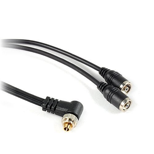 DSLRKIT Flash PC Sync Splitter Cord Cable 1 PC Male to 2 PC Female Socket with Screw Lock - Image 1