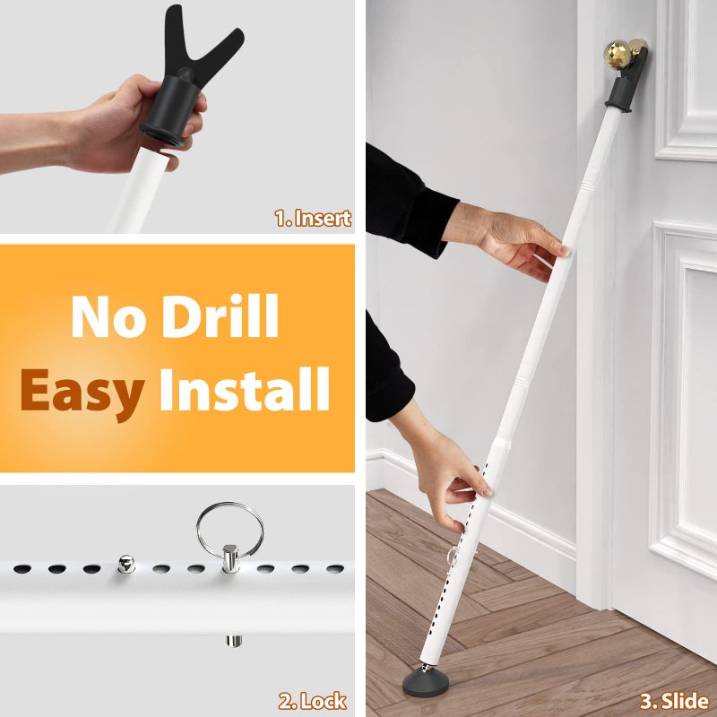INFLATION Door Security Bar & Sliding Patio Door Security Bar, Sliding Door Lock for Patio Door, Sliding Door, Window, Apartment, Home, Hotel Room, Removable Security Jammer Bar, Frosted White（2 Pack） - Image 2