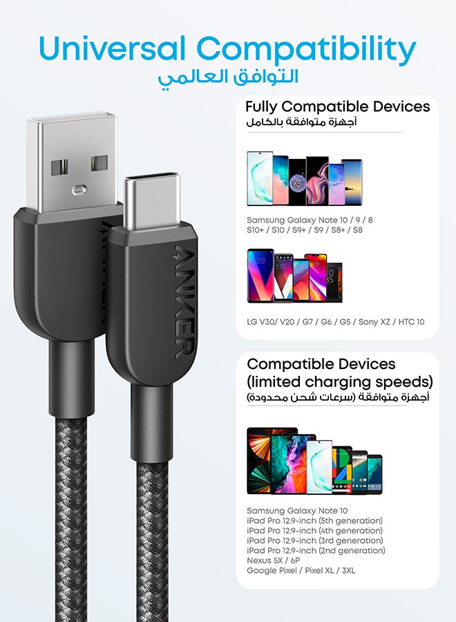 كابل شاحن USB C [عبوة من قطعتين، 6 أقدام]، كابل شاحن 310 USB A إلى النوع C شحن سريع، كابل USB A إلى USB C من النايلون شحن سريع لهاتف Samsung Galaxy Note 10 Note 9/S10+ S10، LG V30 (USB 2.0) - Image 4