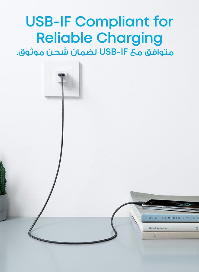 كابل شاحن USB C [عبوة من قطعتين، 6 أقدام]، كابل شاحن 310 USB A إلى النوع C شحن سريع، كابل USB A إلى USB C من النايلون شحن سريع لهاتف Samsung Galaxy Note 10 Note 9/S10+ S10، LG V30 (USB 2.0) - Image 3