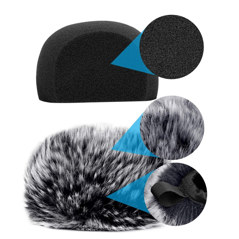 ChromLives Windscreen Microphone Wind Muff, Foam Wind Screen Wind Cover Compatible with Zoom H5 H6 Portable Handy Recorder Furry & Foam 2Pack - Image 5