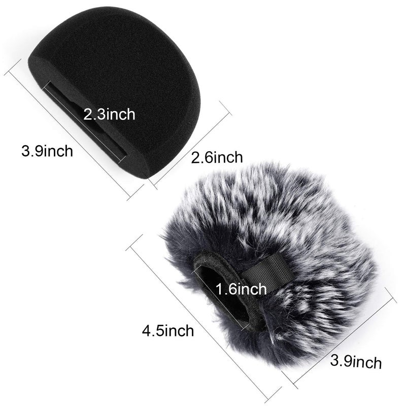 ChromLives Windscreen Microphone Wind Muff, Foam Wind Screen Wind Cover Compatible with Zoom H5 H6 Portable Handy Recorder Furry & Foam 2Pack - Image 4