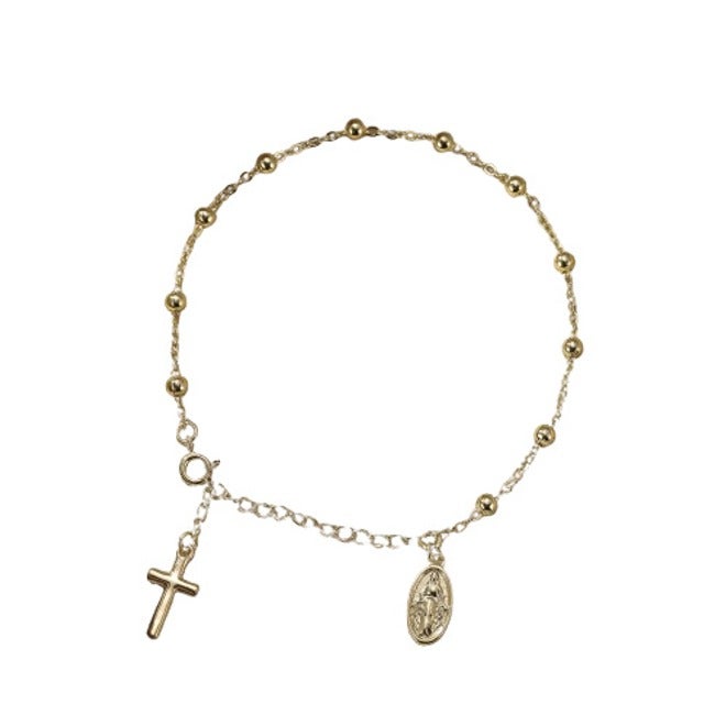 Cross-Border Amazon Bestseller: Gold Bead Chain with Cross Pendant - Classic Women's Bracelet, Wholesale from Yiwu