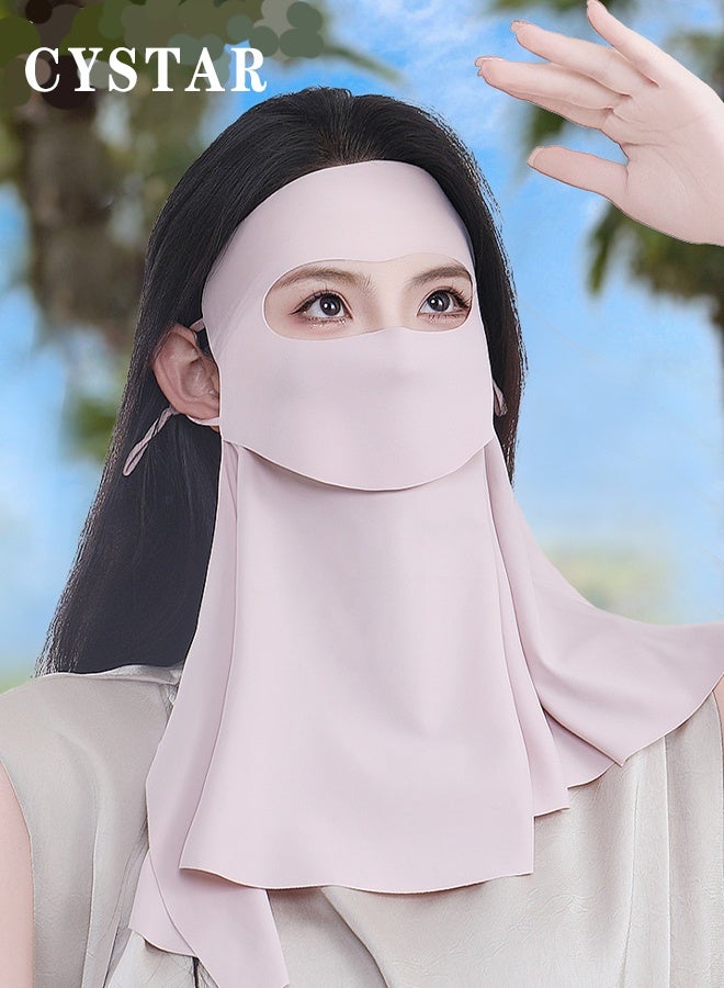 CYSTAR Summer Sun Protection Face Mask, Breathable Ice Silk Fabric, UV Protection Face Cover for Outdoor Sports, Gray - Image 3