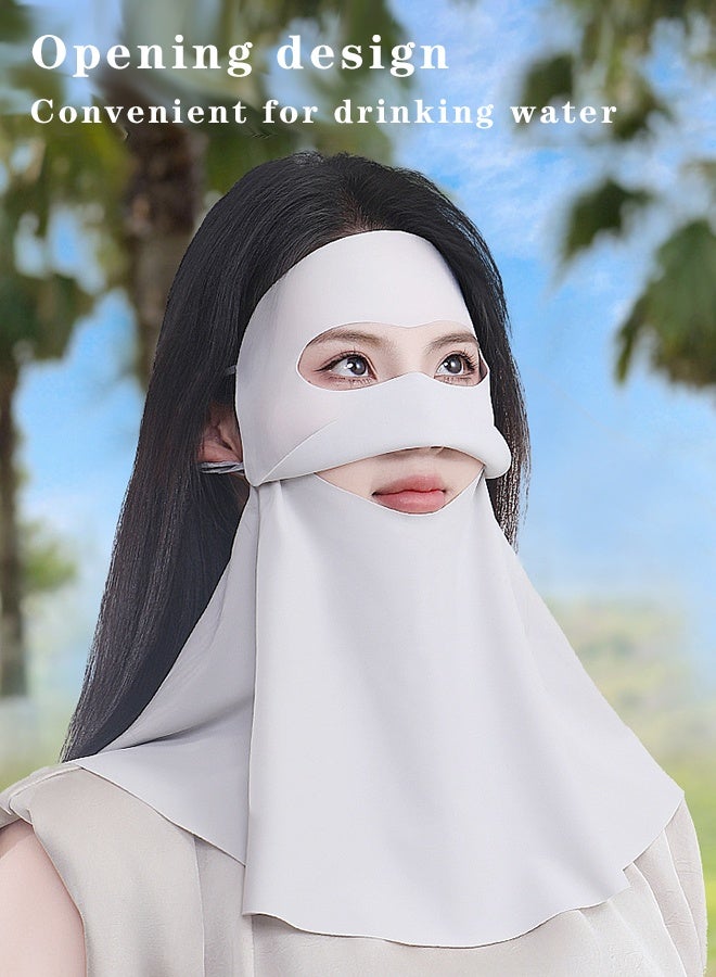CYSTAR Summer Sun Protection Face Mask, Breathable Ice Silk Fabric, UV Protection Face Cover for Outdoor Sports, Gray - Image 5