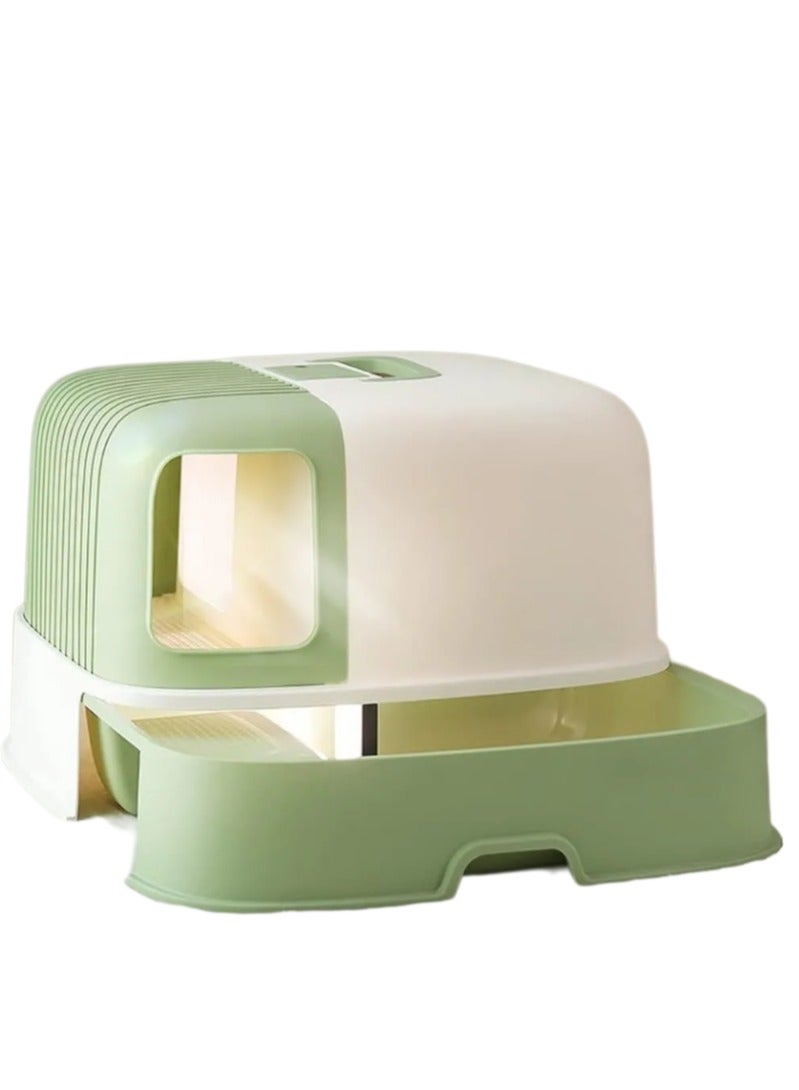Large Semi Closed Cat Litter Box with Removable Tray Splash Proof Design - Image 1