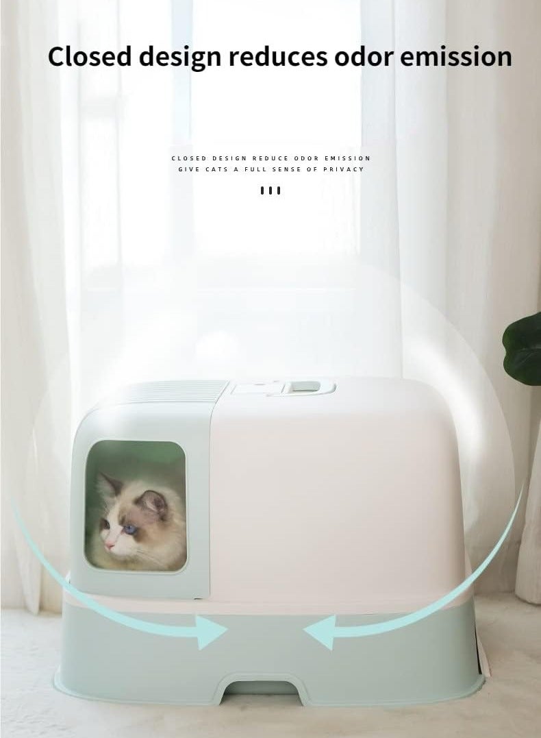 Large Semi Closed Cat Litter Box with Removable Tray Splash Proof Design - Image 5