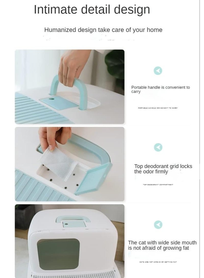 Large Semi Closed Cat Litter Box with Removable Tray Splash Proof Design - Image 3