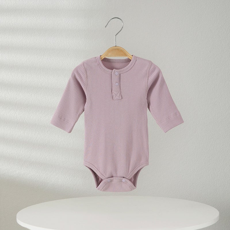 Lai Te Xiong Baby Long-Sleeve Bodysuit Cotton Romper for Newborns, Triangle Snap Closure, Unisex, Spring Fall, 0-12 Months - Image 3