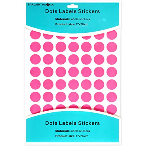 PARLAIM 1050 3/4" Round Color Coding Circle Dot Label Stickers, 15 Sheets, 0.75 inch Fluorescent Pink - Image 2