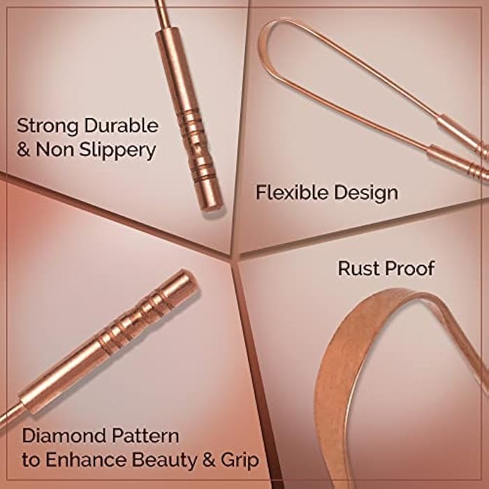 MasterMedi Tongue Scraper with Case Easy to Use Tongue Scraper for Adults, Tongue Cleaner for Oral Care & Hygiene Copper Set of 2 (with Travel Case) - Image 3