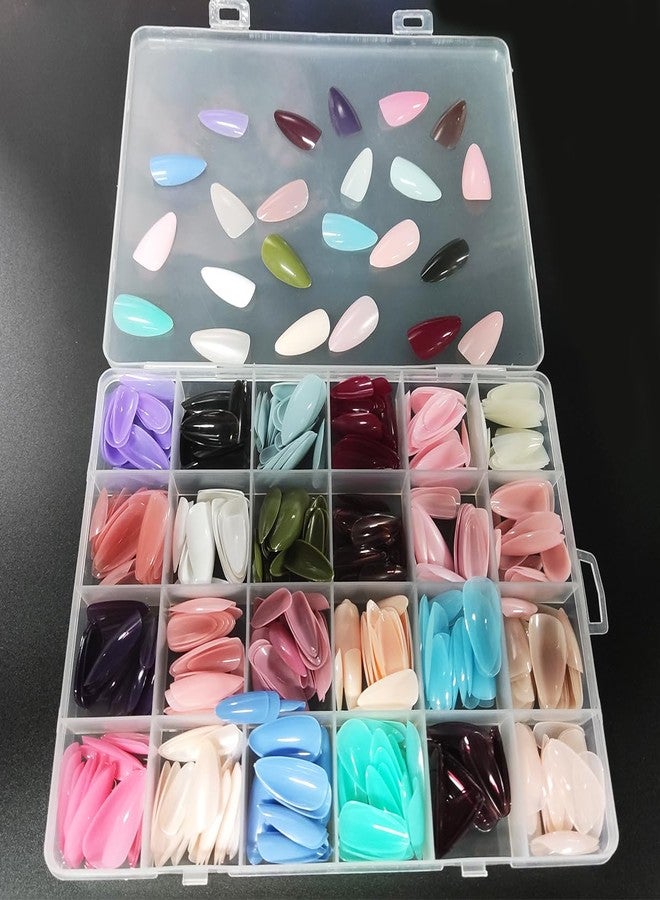 YIPINER 576 Pieces Press On Nails, Nail Tips, 24 Colors Colourful 12 Sizes Full Cover Press On Nails Long Glossy Press On Nails - Image 5