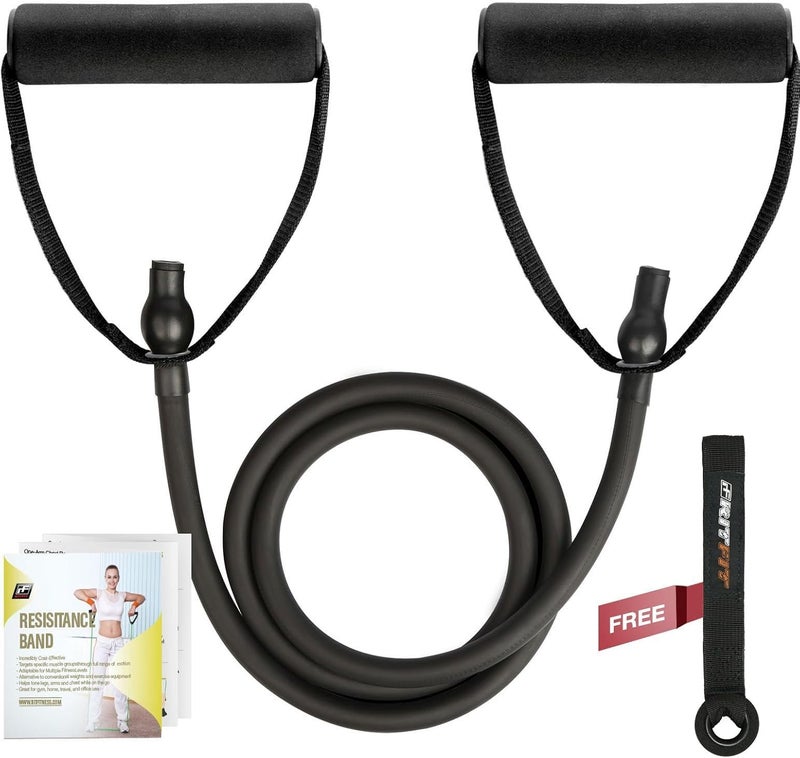 RitFit Single Resistance Exercise Band with Comfortable Handles - Ideal for Physical Therapy, Strength Training, Muscle Toning - Door Anchor and Starter Guide Included - Image 1