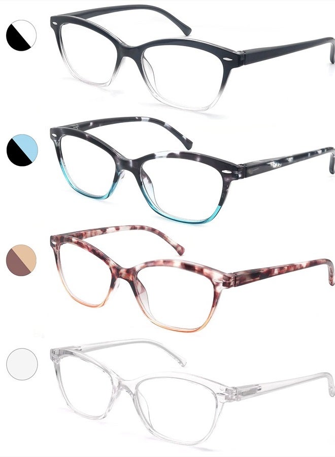 MODFANS Women Reading Glasses 3.5 4 Pair Stylish Ladies Readers with Comfort Spring Hinge Pattern Design Pouch Included - Image 1