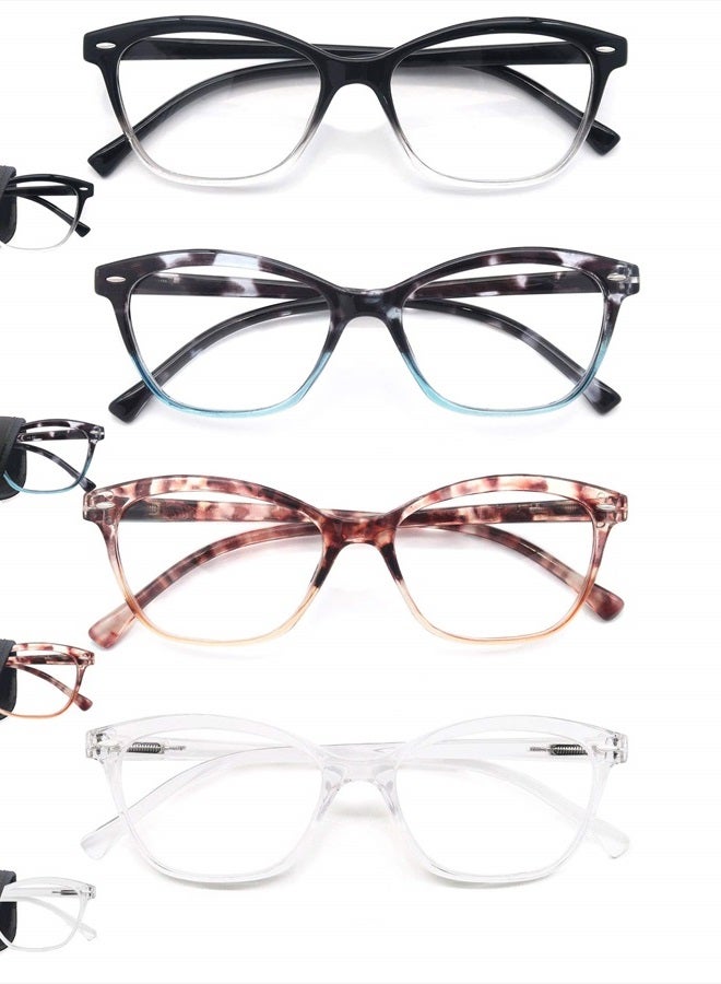 MODFANS Women Reading Glasses 3.5 4 Pair Stylish Ladies Readers with Comfort Spring Hinge Pattern Design Pouch Included - Image 2