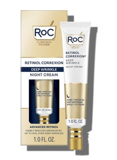 RoC Retinol Correxion Deep Wrinkle Anti Aging Night Cream Daily Face Moisturizer with Shea Butter Glycolic Acid and Squalane Skin Care Treatment 1 Ounce