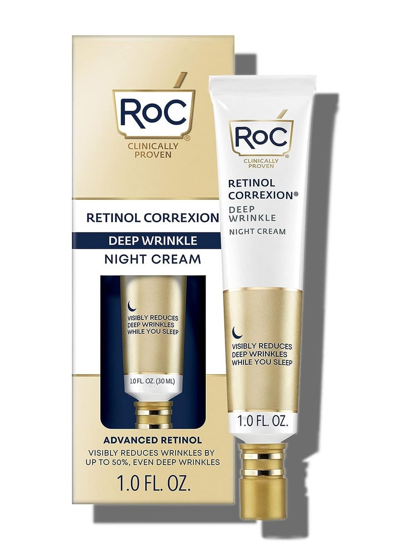 RoC - RoC Retinol Correxion Deep Wrinkle Anti Aging Night Cream Daily Face Moisturizer with Shea Butter Glycolic Acid and Squalane Skin Care Treatment 1 Ounce - Image 1