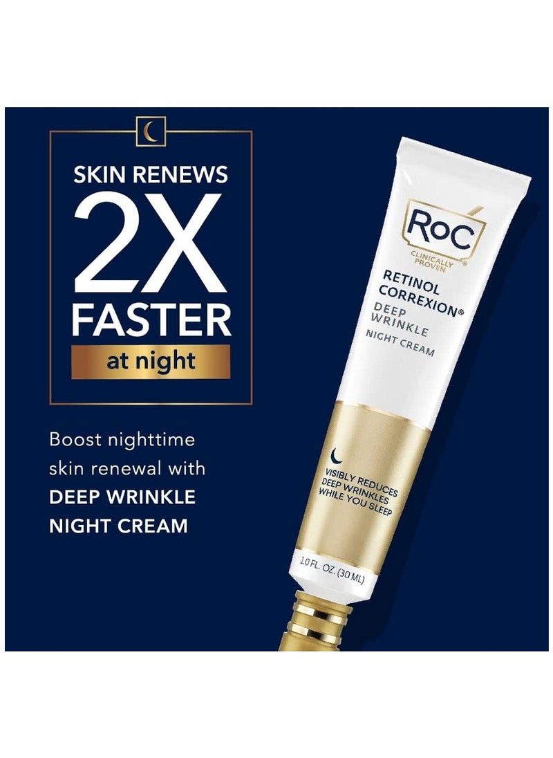 RoC - RoC Retinol Correxion Deep Wrinkle Anti Aging Night Cream Daily Face Moisturizer with Shea Butter Glycolic Acid and Squalane Skin Care Treatment 1 Ounce - Image 1