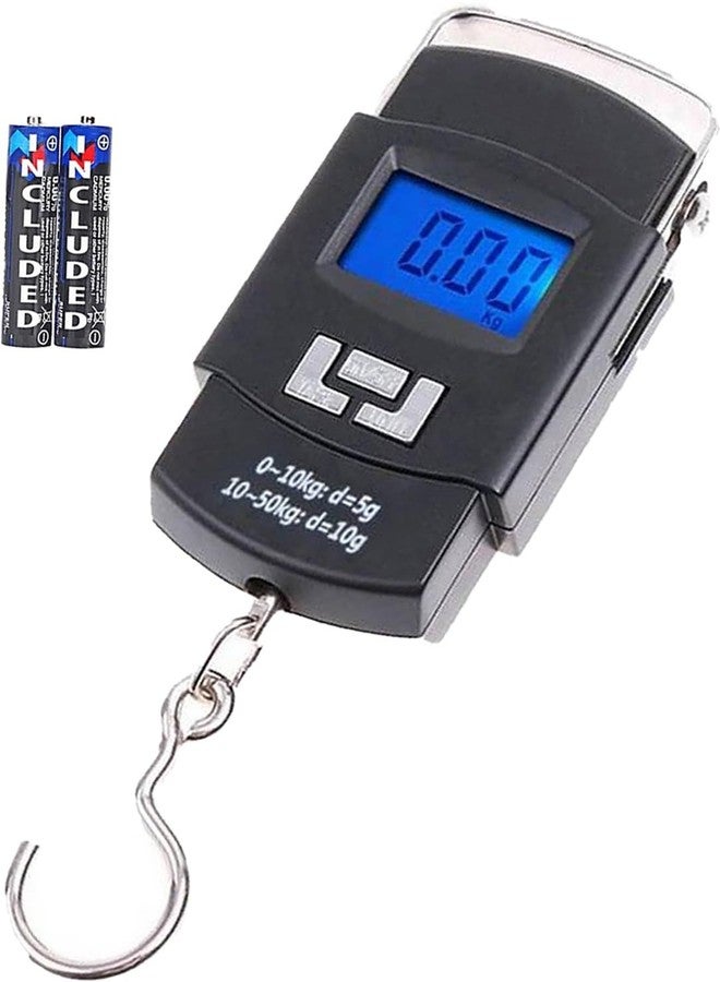 Weight Machine for Luggage, Wait Machine, Luggage Wighing Scale, Digital Weighing Scale, Bag Weighing Scale for Luggage, Electronic Portable Fishing Hook Type Digital LED Screen, 50 kg (Black) Vcx-676 - Image 1