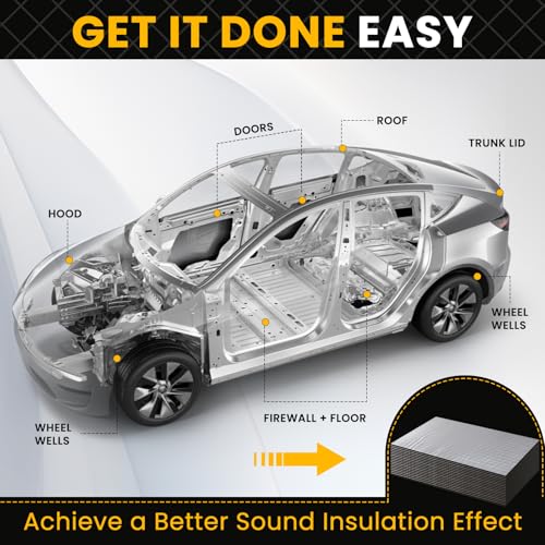 VOISEN VOISNE Sound Deading Material for Cars,394 mil(10mm) 21 sqft Sound Deadening,Aluminum foil Foam Automotive Sound Deadener,Noise Insulation and Vibration Dampening Material 19 Pcs - Image 5