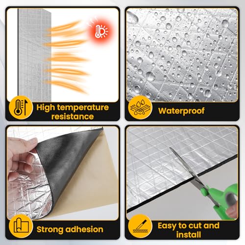 VOISEN VOISNE Sound Deading Material for Cars,394 mil(10mm) 21 sqft Sound Deadening,Aluminum foil Foam Automotive Sound Deadener,Noise Insulation and Vibration Dampening Material 19 Pcs - Image 4