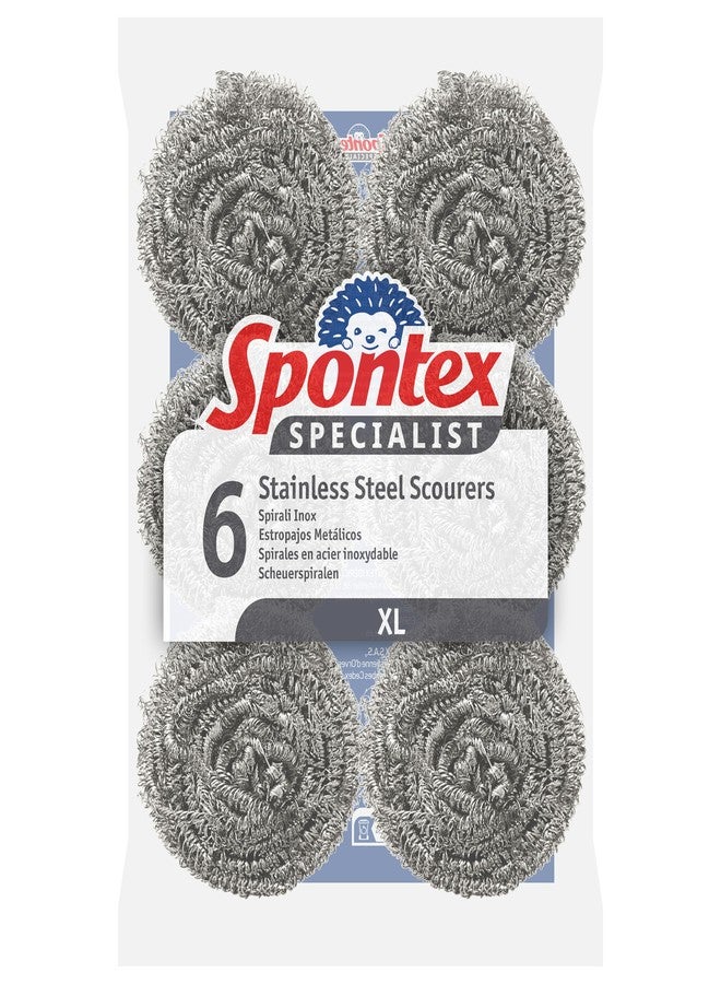 Spontex Specialist Stainless Steel Scourers (Pack of 6) - Image 1