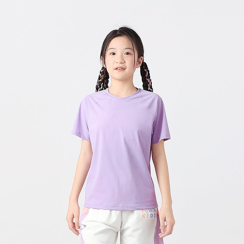 Summer Korean Children'S Clothing New Boys Sports Short Sleeve Big Children Quick Dry Ice Silk Top Girls Short Sleeve T-Shirt - Image 1