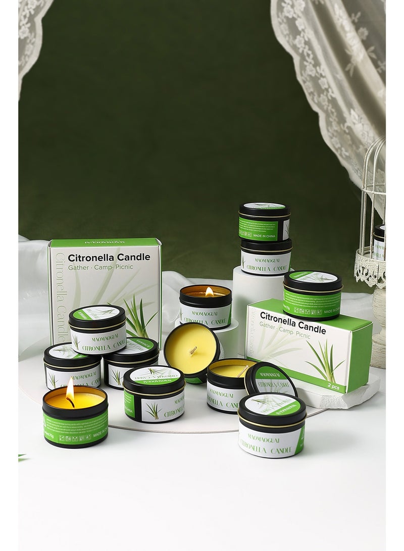 Citronella Candles Outdoor, 4x2.5oz Soy Wax Lemongrass Candles, Portable Travel Tin Citronella Scented Candle Gift Set Outdoor for Patio, Garden, Camping - Image 3