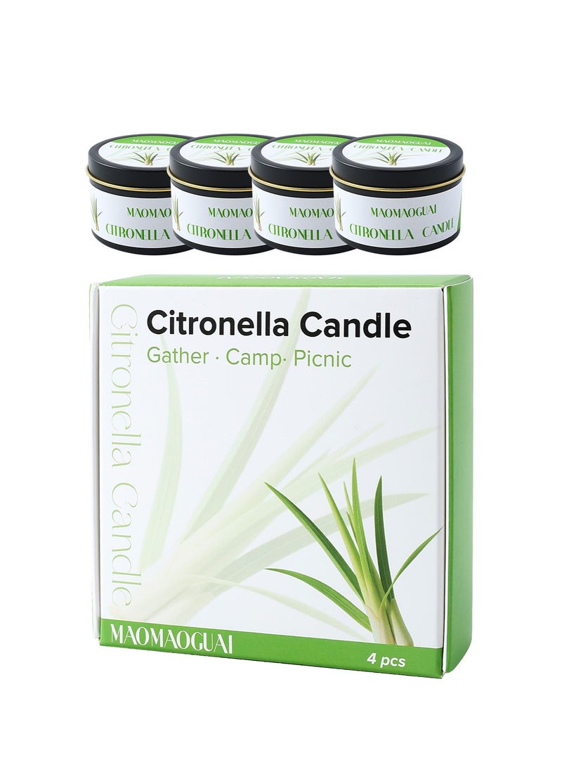 Citronella Candles Outdoor, 4x2.5oz Soy Wax Lemongrass Candles, Portable Travel Tin Citronella Scented Candle Gift Set Outdoor for Patio, Garden, Camping - Image 1