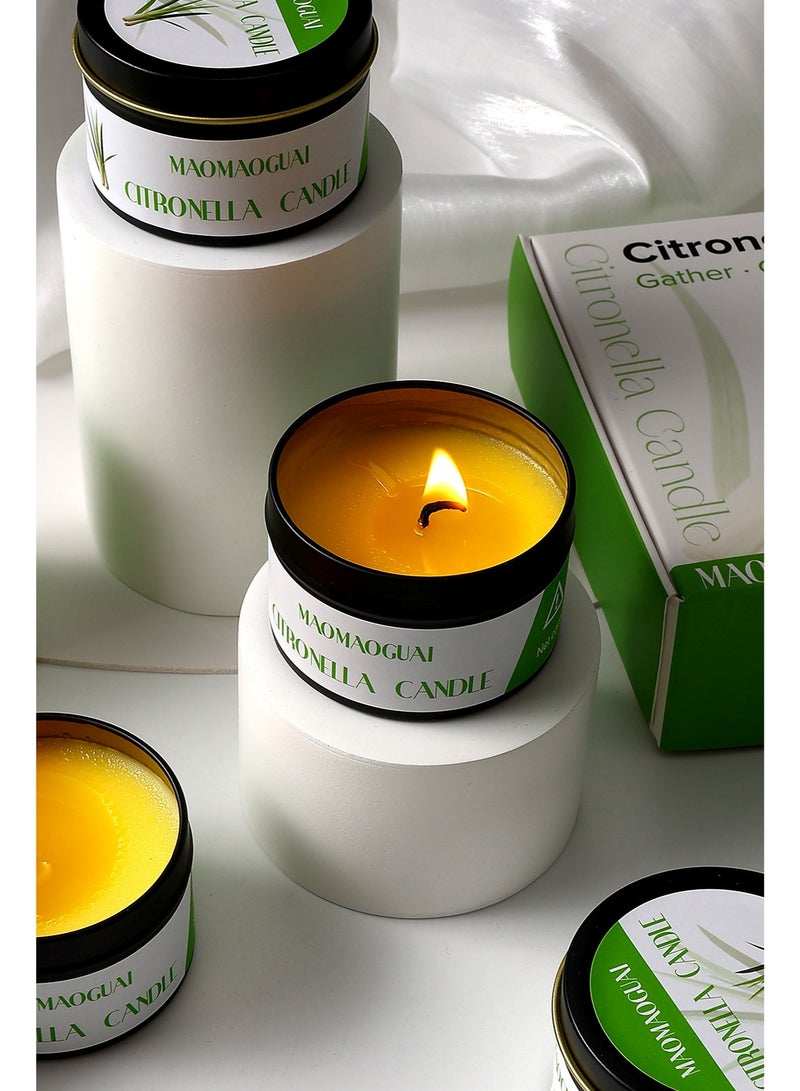 Citronella Candles Outdoor, 4x2.5oz Soy Wax Lemongrass Candles, Portable Travel Tin Citronella Scented Candle Gift Set Outdoor for Patio, Garden, Camping - Image 2