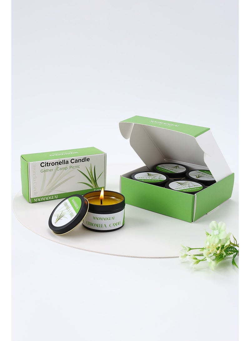 Citronella Candles Outdoor, 4x2.5oz Soy Wax Lemongrass Candles, Portable Travel Tin Citronella Scented Candle Gift Set Outdoor for Patio, Garden, Camping - Image 5