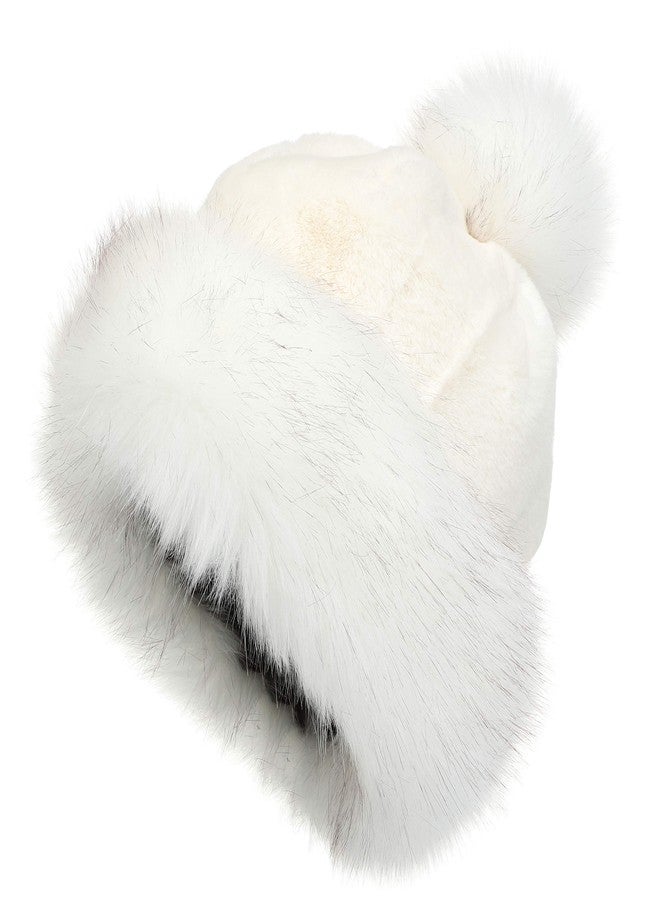 LA CARRIE Women's 100% Polyester Hat Russian Cossack Pompom Cap for Winter Ski Snow(White) - Image 1