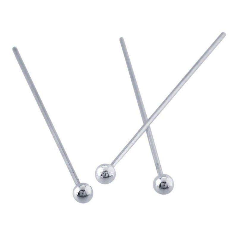 200pcs Round Ball Head Pins Headpin 26mm 1 Inch Sterling Silver Plated Brass Wire 07mm21 Gauge for Jewelry Craft Making CF6726