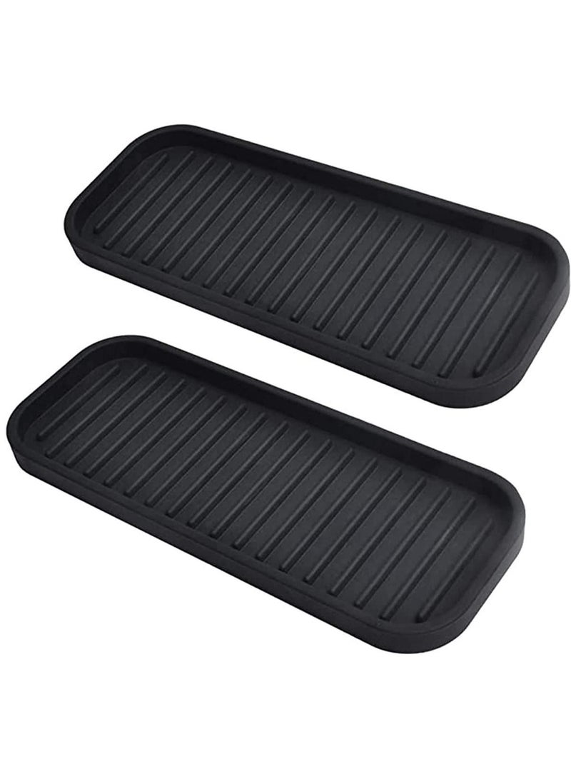 Y&D KASTWAVE Silicone Sponge Holder Kitchen Sink Organizer Tray Dish Caddy Soap Dispenser, Scrubber Spoon Holder, Dishwashing Accessories 2 Pack (Black)  - Image 1