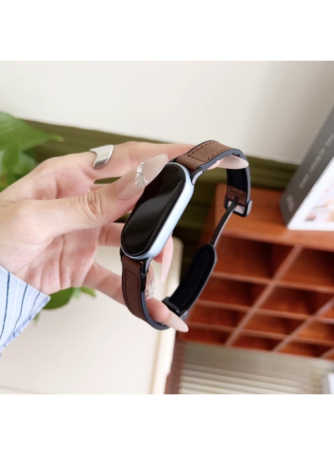 OLYSON Leather Strap Compatible with Xiaomi Band 10/Band 9/Band 8 Slim Replacement Band for Women and Man - Image 2